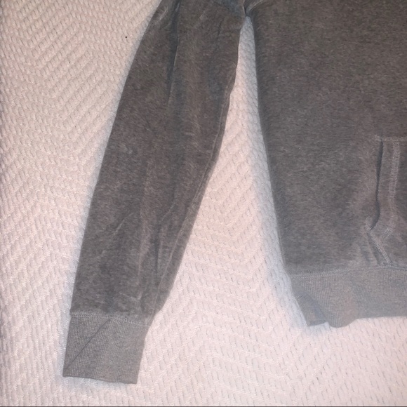VS PINK fur lined zip up sweater grey velour - Picture 6 of 8